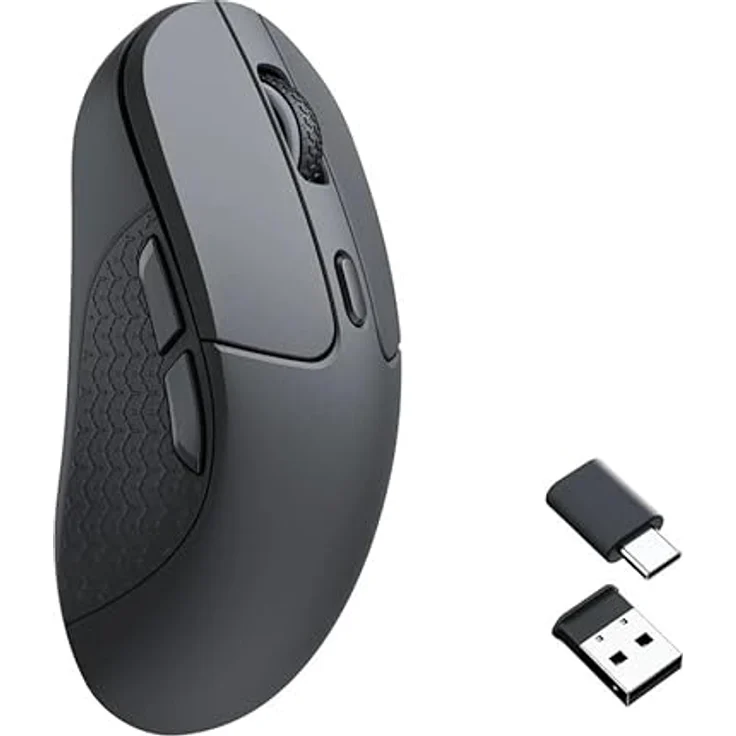 Keychron M3-A71 Kabellose Maus mit PixArt 3311 Sensor, 12.000 DPI, 95h Akku, Verbindung 2,4 GHz/Bluetooth/USB, ergonomisch, Schwarz – Bild 1