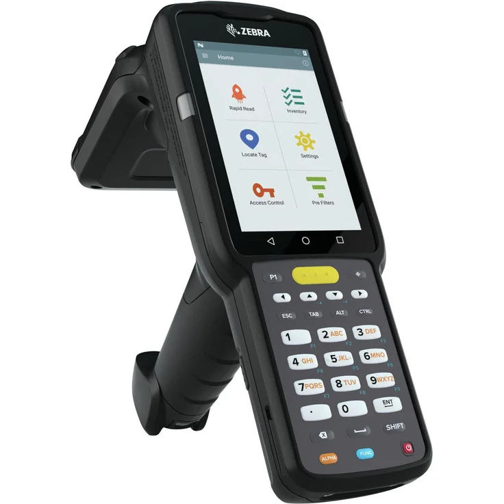 Zebra MC3330XR UHF RFID Gun, Barcode-Scanner mit 4-Zoll-Touchscreen und 2D-Imager, Schwarz, IP54, 7000 mAh Akku