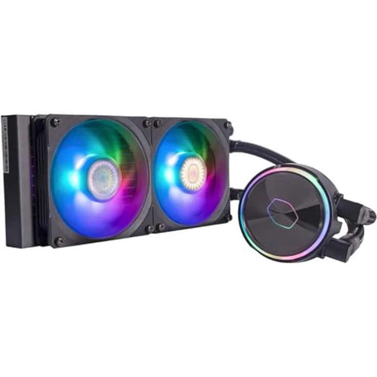 Cooler Master PL240 Flux, CPU Wasserkühler mit Dual-Radiator-Design, RGB-Beleuchtung, Schwarz – Bild 2
