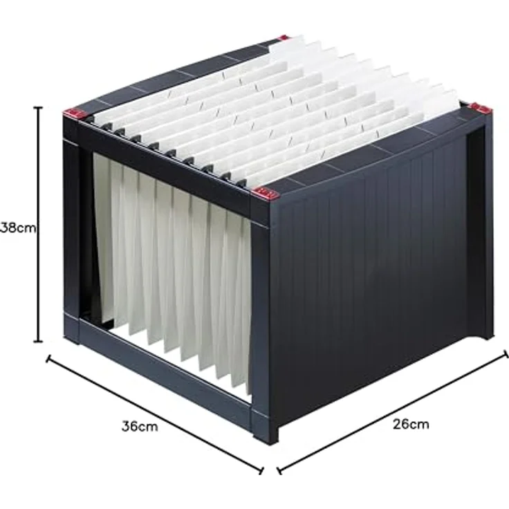 Helit Hängeregister-Box H61100-92, the rack, A4, für 40 Hängemappen, schwarz – Bild 5