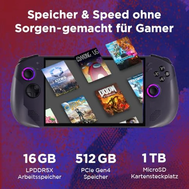 Lenovo Legion Go S Gaming Konsole | 8" WUXGA Display, AMD Ryzen Z2 Go, 16GB RAM, 512GB SSD, AMD Radeon Grafik, SteamOS, Nebula Nocturne schwarz – Bild 5