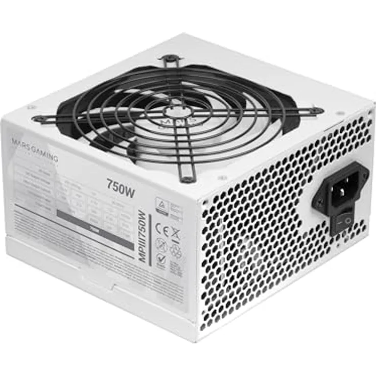 Mars Gaming MPIII750, PC ATX 750W Netzteil, 5 Jahre Garantie, 85% Wirkungsgrad, Digital APFC System, 120mm AI-RPM FDB Lüfter, Weiß