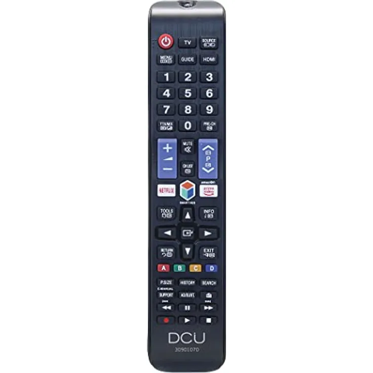 DCU TECNOLOGIC | Samsung SMART TV Fernbedienung | TV-Fernbedienung |Kompatibel mit Samsung SMART TV | Taste für Netflix und Prime Video | Schwarz