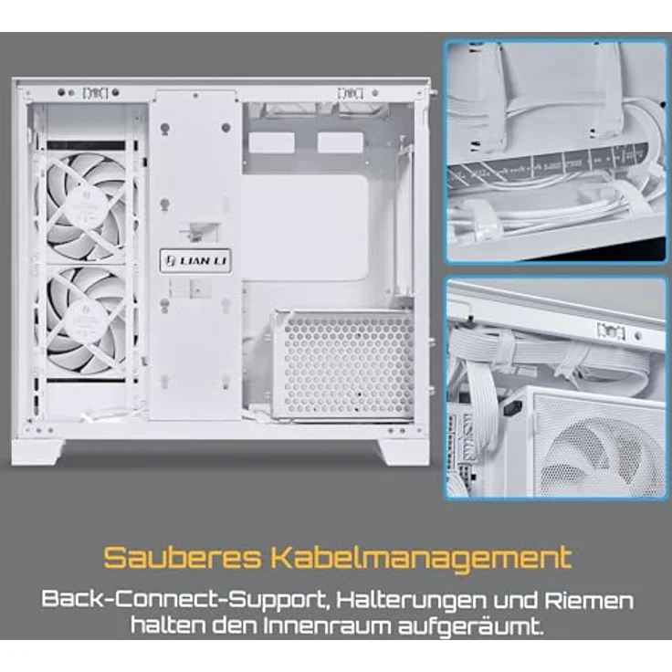 Lian Li O11 Dynamic Mini V2 Flow PC-Gehäuse, Mini-Gehäuse für ATX, Tempered Glass, weiß, inklusive 5x 120-mm-Lüfter – Bild 4