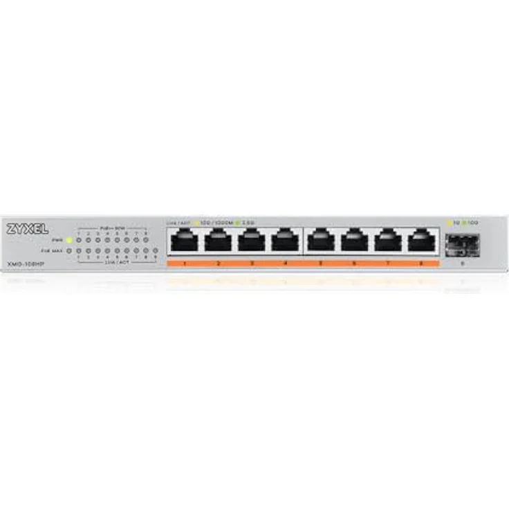 Zyxel 8-Port PoE 2.5G Multi-Gig Unmanaged Switch @ 100W mit 8 x PoE++(60W), 1 x 10G SFP+ |Desktop- oder Wandmontage [XMG-108HP] – Bild 2