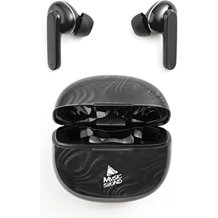 Music Sound | Bluetooth Kopfhörer Kabellos Intra-auriculaires | In-Ear Wireless für Smartphones mit 5-Fach Ladecase – 5h Akkulaufzeit Fantasy Charbon, BTMSTWSINEAR221
