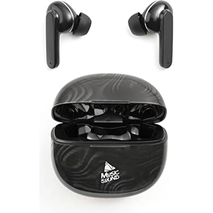 Music Sound | Bluetooth Kopfhörer Kabellos Intra-auriculaires | In-Ear Wireless für Smartphones mit 5-Fach Ladecase – 5h Akkulaufzeit Fantasy Charbon, BTMSTWSINEAR221 – Bild 1