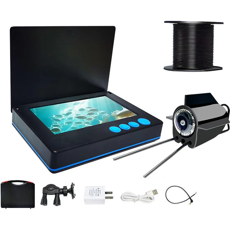 Lixada Unterwasser-Fischereikamera mit 4,3 Zoll Bildschirm, Nachtsicht 1080P, 220° Weitwinkel, 8000mAh Akku, IP68 wetterfest, 20m US-Stecker