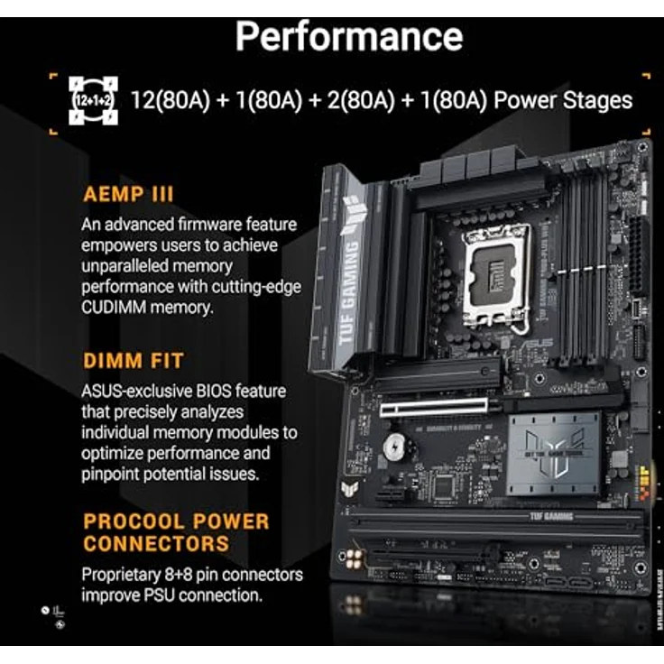 ASUS TUF Gaming B860-PLUS WiFi Mainboard ATX, DDR5 Speicher, PCIe 5.0, 2X PCIe 4.0 M.2, WiFi 7, Aura Sync – Bild 3