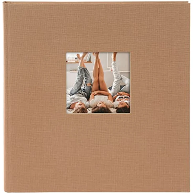 goldbuch 27 619 Fotoalbum mit Bildausschnitt, Bella Vista Haselnuss, Erinnerungsalbum im Format 30 x 31 cm, Foto Album 60 weiße Seiten mit Pergamin-Trennblättern, Fotobuch aus Leinen, Einband Braun – Bild 3