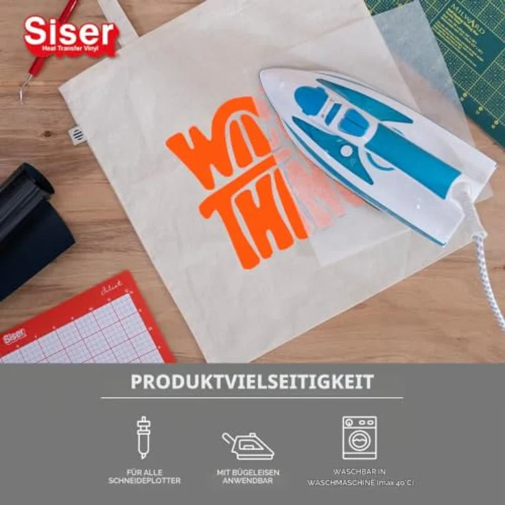 Siser Transferfolie, PVC-frei für Cad-Cut Anwendungen, Schnittbreite 30 cm, orange, hohe Waschbeständigkeit – Bild 5