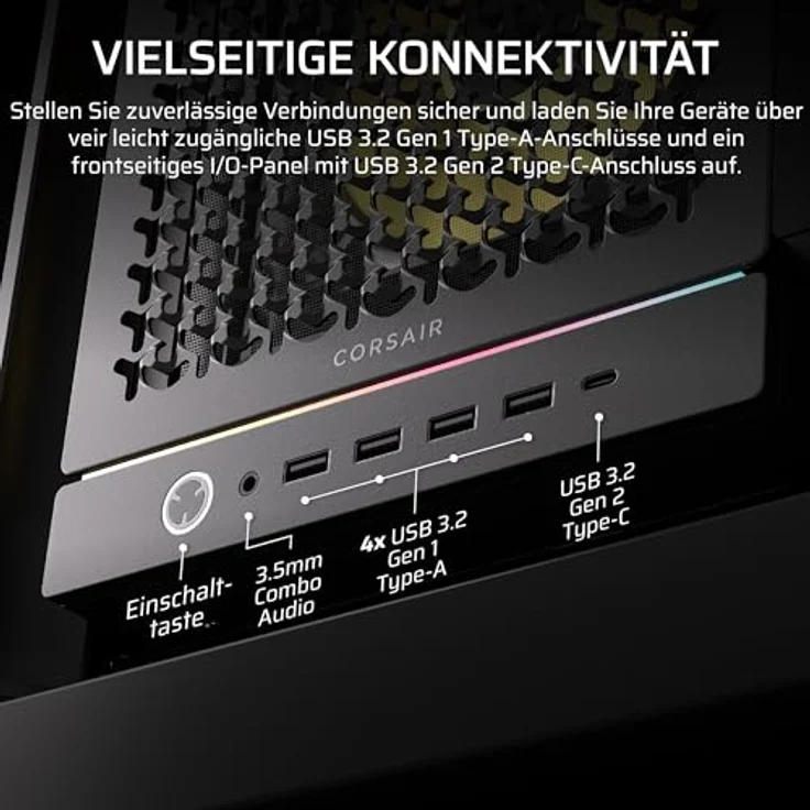 Corsair Frame 5000D RS ARGB Midi-Tower, E-ATX PC-Gehäuse mit Tempered Glass, bis zu 14 Lüfter und 4 vorinstallierten RGB-Lüftern - schwarz – Bild 8
