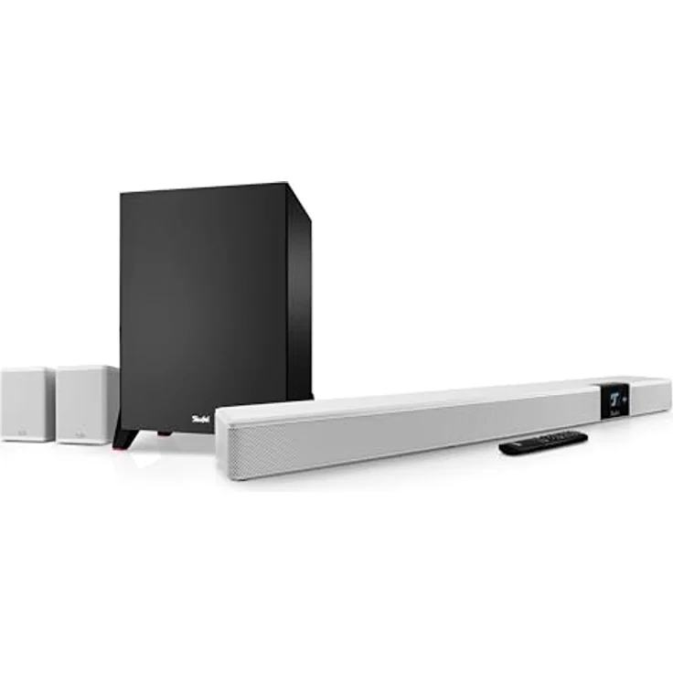 Teufel CINEBAR 22 Power Edition, 7.1 Dolby Atmos Soundbar mit kabellosem Subwoofer, 8 Tönern, 4K-Pass-Through, HDMI ARC, Touch Panel - weiß – Bild 1