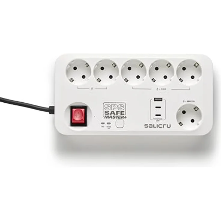 Salicru SPS Safe Master+, Steckdosenleiste mit 6 AC-Steckdosen, 1.40 m, Master/Slave-Funktion, Schutz vor Stromschwankungen – Bild 2