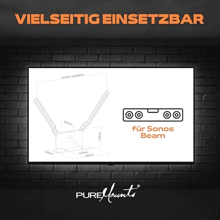 PureMounts PM-SOM-081 Halterung zur direkten Montage am TV, kompatibel mit SONOS BEAM Soundbar, Traglast: 5kg, weiß – Bild 5