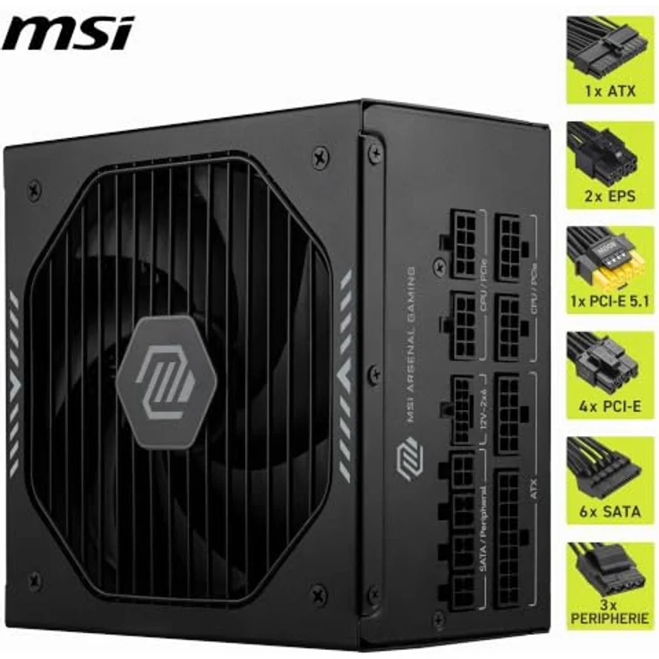 MSI MAG A1000PLS PCIE5, 1000 Watt Netzteil, ATX12V 3.1, 80 Plus Platinum, 135 mm – Bild 5