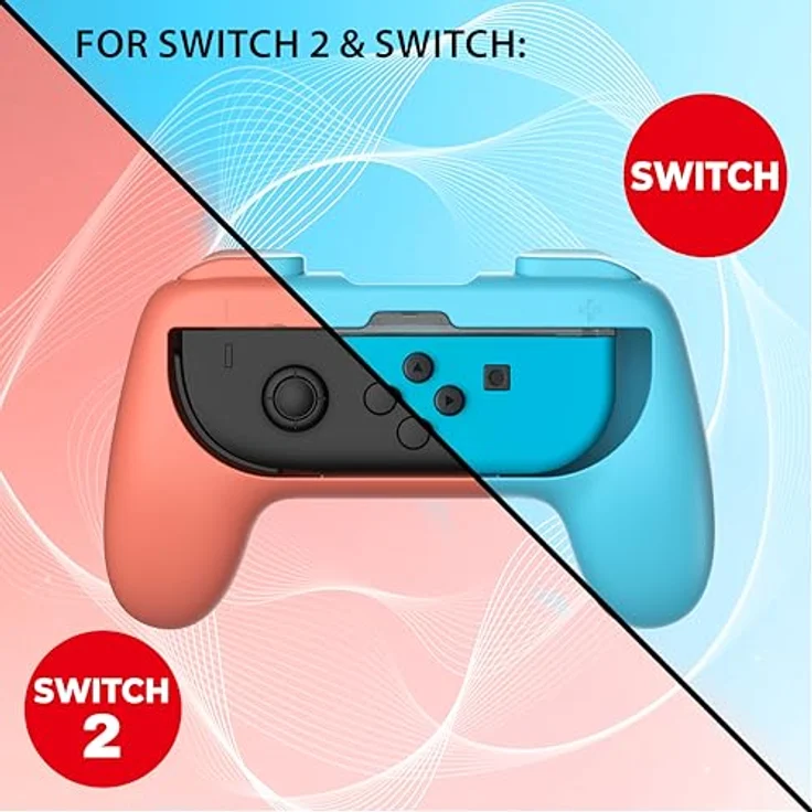 SUBSONIC Griffe Halterung für JoyCon Switch & Switch 2, Komfort Joystick Griffe in Blau und Rot, verbessert Griffigkeit und Schutz – Bild 2