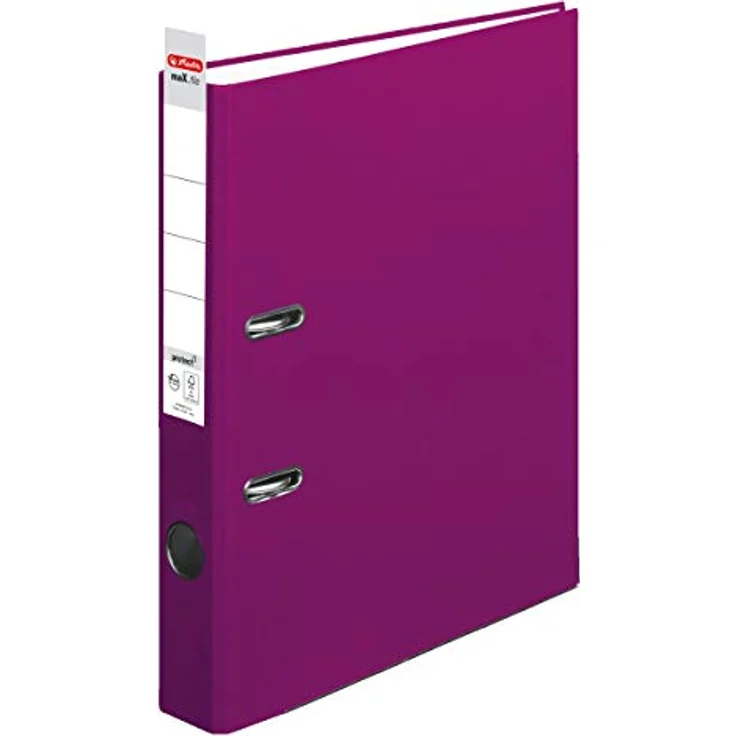 Herlitz Aktenordner maX.file protect, schmal, DIN A4, mit Griffloch, Blattniederhalter, Raumsparschlitzen, Kantenschutz, auswechselbarem Rückenschild, Polypropylen, blau – Bild 2