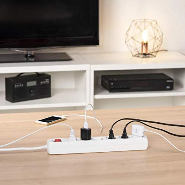 Hama Steckdosenleiste 6-fach (Mehrfachsteckdose mit Save Energy-Schalter zum Stromsparen, Steckplätze 45 Grad gedreht, Kabel 1,4m, GS geprüft) weiß – Bild 6