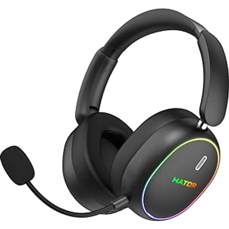 HATOR Phoenix 2 Wireless Gaming-Headset mit 40mm Hi-Res Treibern, Hybrid ANC, Spatial Audio, bis zu 45h Akku, inkl. Hardcase – Schwarz – Bild 1