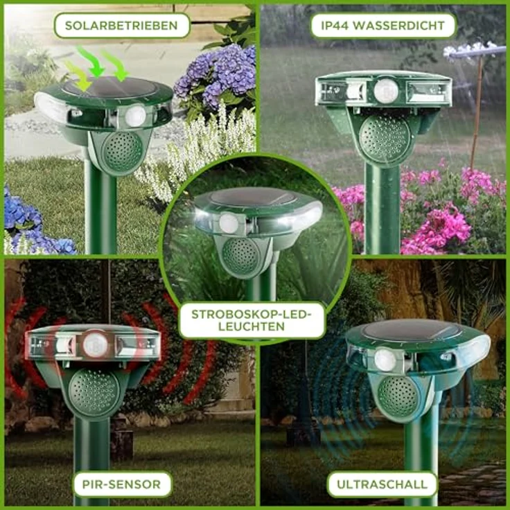 ISOTRONIC Ultraschall Solar Tiervertreiber, Katzenschreck, Hundeschreck, Wildtiere | 5m Reichweite | einstellbare Frequenz | 1 Stück – Bild 3