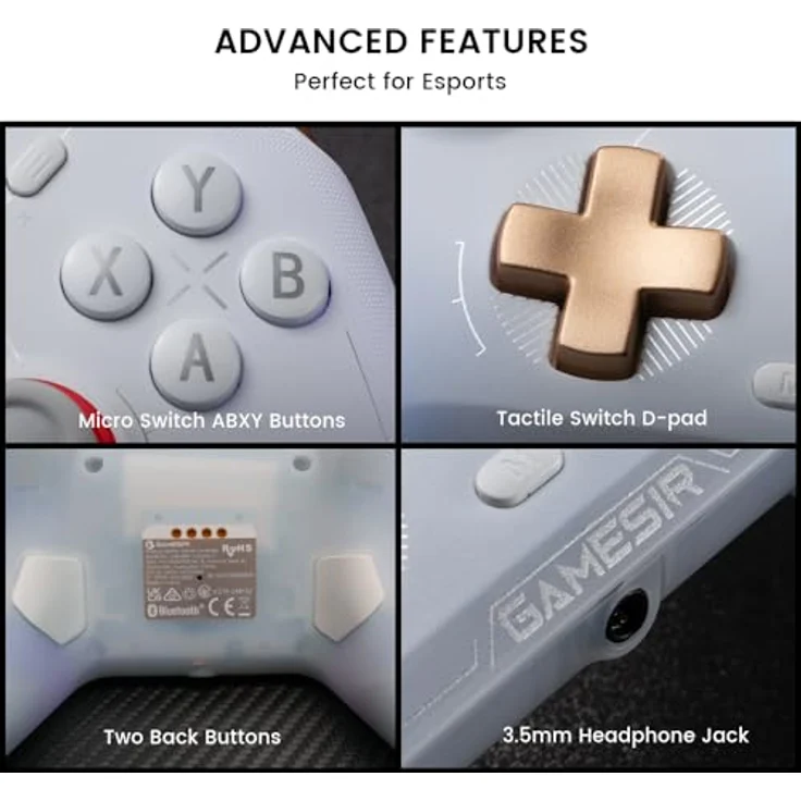 GameSir Cyclone2 TMR Controller pc TMR Hall Stick Gamepad mit dualem Hall Trigger/Micro Trigger Gaming Controller für Switch, Android, iOS und PC Verkabelt/Drahtlos/2.4G mit Makrotasten Weiß – Bild 8