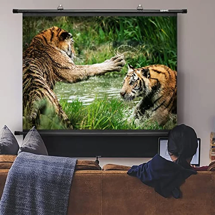 Duronic BPS40 Leinwand | 4:3 Hängeleinwand 40" Zoll 81 x 61 cm | Heimkino mit 4K Full HD 3D | Gain 1.0 | Projektionsleinwand für Wandmontage | Beamerleinwand für Büro Präsentationen, Schulen – Bild 3