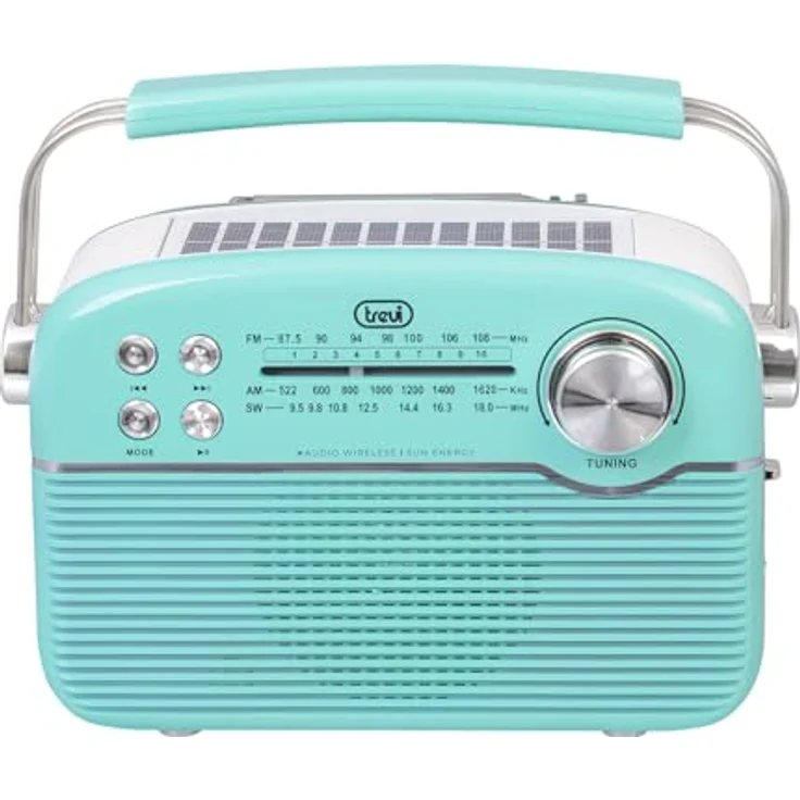 Trevi RA 7F50 BT, Tragbares Multiband-Solarradio mit AM, FM, Bluetooth und USB/microSD-Anschluss, Grün – Bild 2