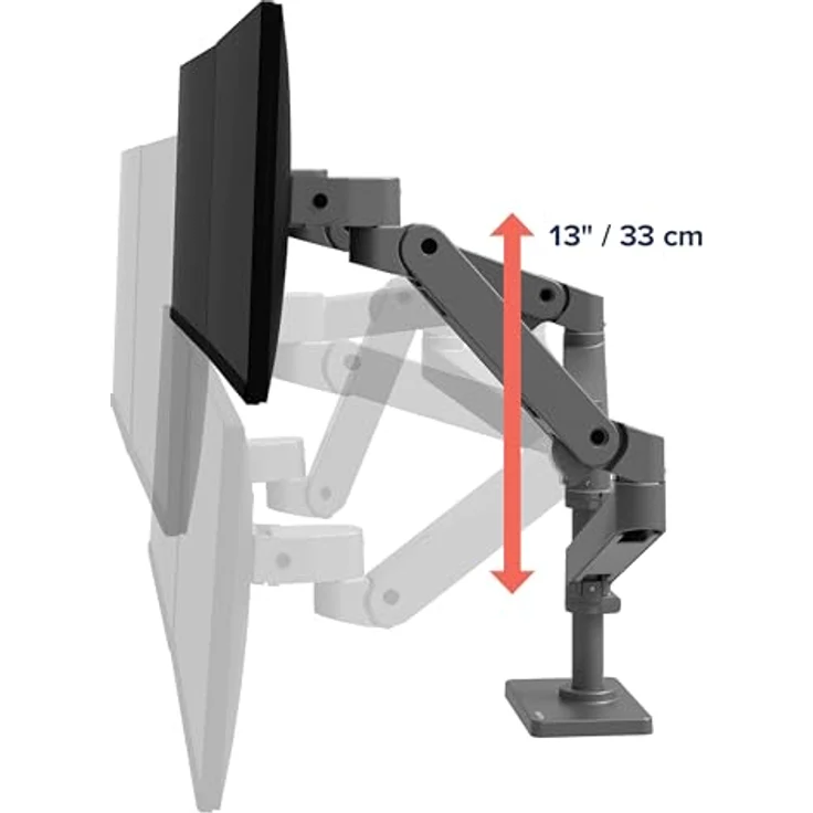Ergotron LX Pro 45-690-293 Flachbildschirm-Tischhalterung, 68,6 cm (27"), ergonomisch, höhenverstellbar, dunkles Grau – Bild 6