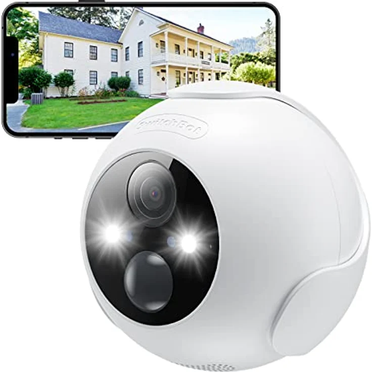 SwitchBot Überwachungskamera Aussen 1080P, Outdoor Kamera 2,4G WLAN Überwachung Akku mit 10000mAh Batterie, AI Personenerkennung, Farbnachtsicht, Kompatibel zu Alexa und Google Home, 256G SD-Speicher – Bild 1