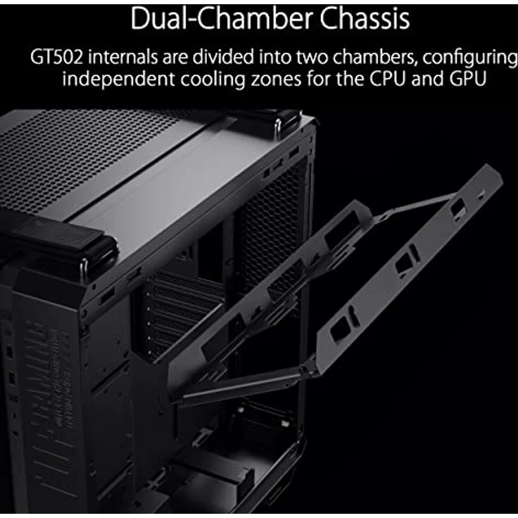 ASUS TUF Gaming GT502 Plus TG ARGB Black PC-Gehäuse für Gaming-PC, Mid ATX, Dual-Kamera, werkzeuglose Seitenplatten, USB 3.2 Gen2 Typ-C, 4 vorinstallierte ARGB-Lüfter, Schwarz – Bild 2