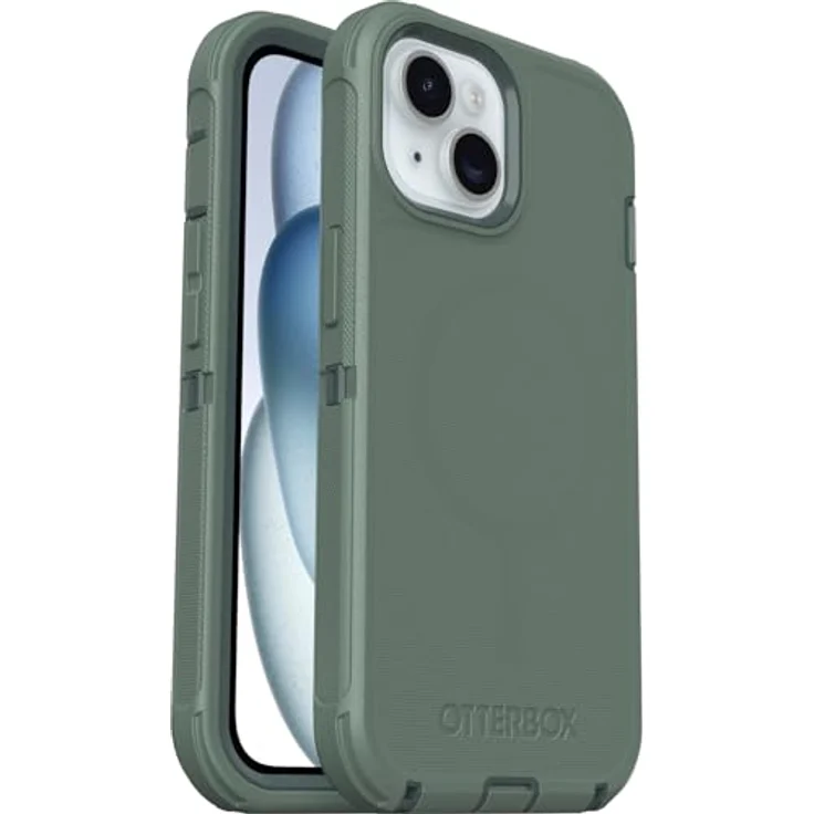 OtterBox Defender Series MagSafe Hülle für iPhone 15/iPhone 14/iPhone 13, stoßfest, sturzsicher, extrem robust, Schutzhülle, Militärstandard getestet, Grün – Bild 1