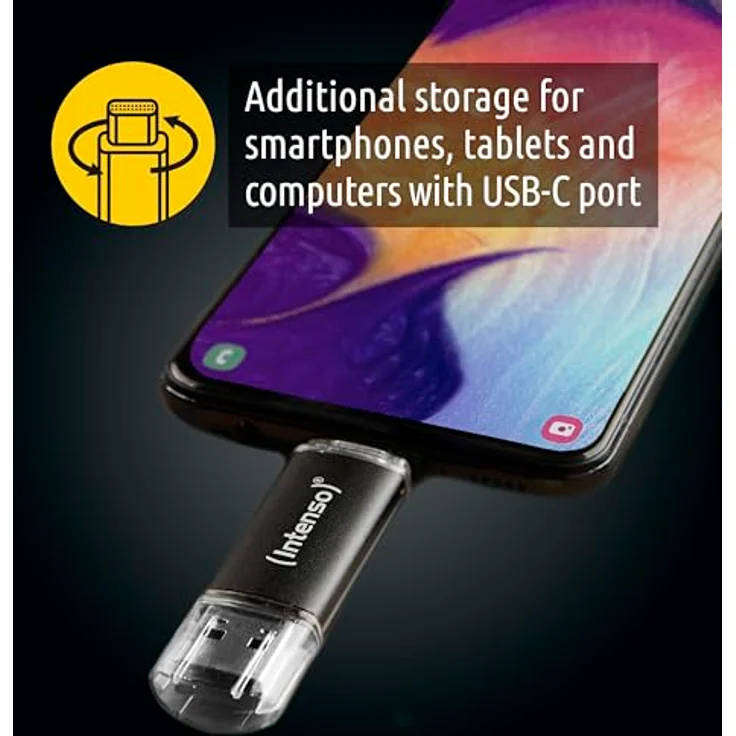 Intenso Twist Line 256 GB, Dual USB-Stick 3.2 Gen 1x1, USB-C und USB-A, 70MB/s, Anthrazit – Bild 5
