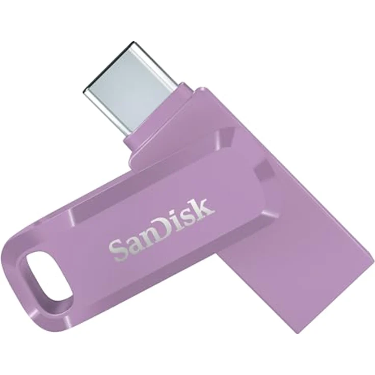 SanDisk Ultra Dual Drive Go USB Type-C 256 GB (Android Smartphone Speicher, USB Type-C-Anschluss, 400 MB/s Lesegeschwindigkeit, Nutzung als Schlüsselanhänger möglich) Lavendel – Bild 1