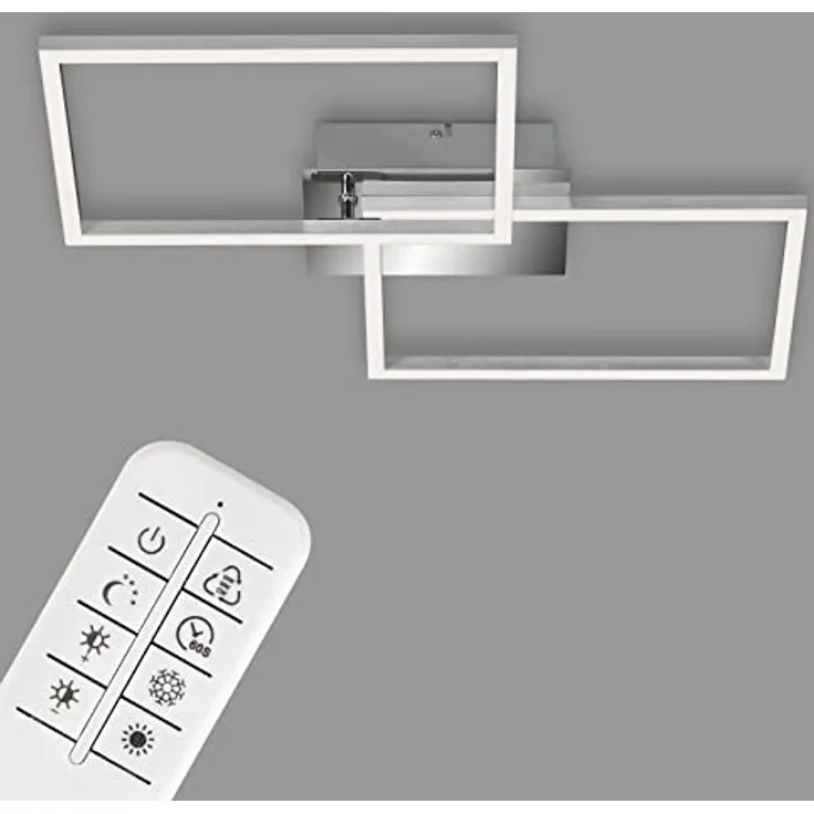BRILONER Leuchten - LED Deckenleuchte, Deckenlampe dimmbar, inkl. Fernbedienung, inkl. Farbtemperatursteuerung, inkl. Nachtlichtfunktion und Timer, Chrom-Alu, 500 x 388 x 78mm (LxBxH)
