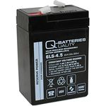 Q-Batteries 6LS-4.5 6V 4,5Ah Blei-Vlies Akku/AGM VRLA, wartungsfrei mit geringer Selbstentladung, schwarz