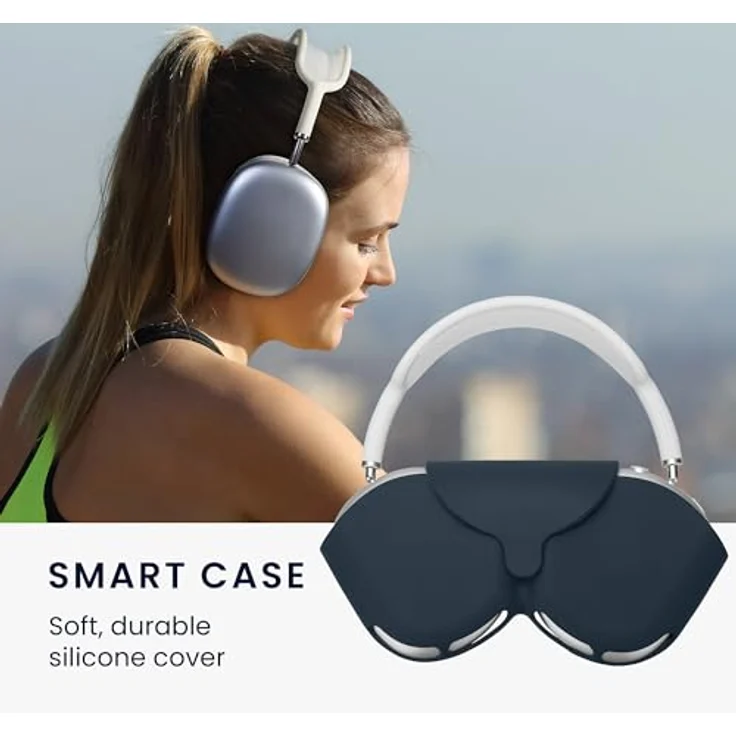 kwmobile Apple AirPods Max Case - Kopfhörer Tasche Etui aus Silikon - Schutzcover in Dunkler Schiefer – Bild 5