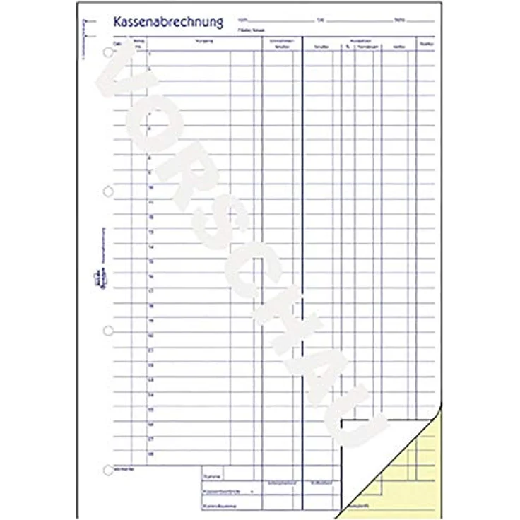 Avery Zweckform Formularblock Kassenabrechnung mit MwSt.-Spalte, praxisorientierte Einteilung für Einnahmen und Ausgaben, 1 Blatt Blaupapier – Bild 3