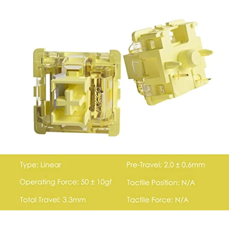 Akko AKKO V3 Pro Cream Yellow Switches, mechanisch, 5-Pin, linear, MX-Stem, 50g - 45 Stück – Bild 2