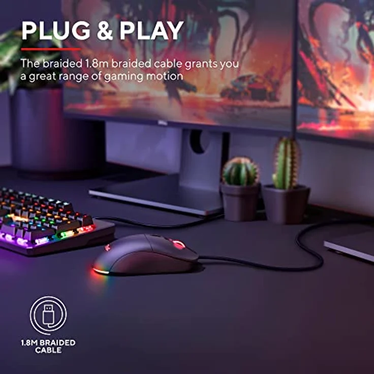 Trust Gaming GXT 981 Redex Federleichte Gaming-Maus, 200-10.000 DPI, 80-Mill-Kailh-Schaltern, Optischer Sensor, RGB-Maus, 6 Programmierbare Tasten, PC-Maus für Laptop, Computer, Windows – Schwarz – Bild 5