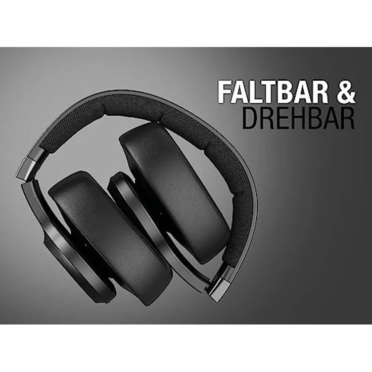 Fresh 'n Rebel Clam 2 ANC, kabellose Noise Cancelling-Kopfhörer Over-Ear, 60 Stunden Wiedergabezeit, mit Mikrofon, faltbar, Schnellladefunktion, Audioeingang, Vegane Leder Ohrmuscheln (Storm Grey) – Bild 4