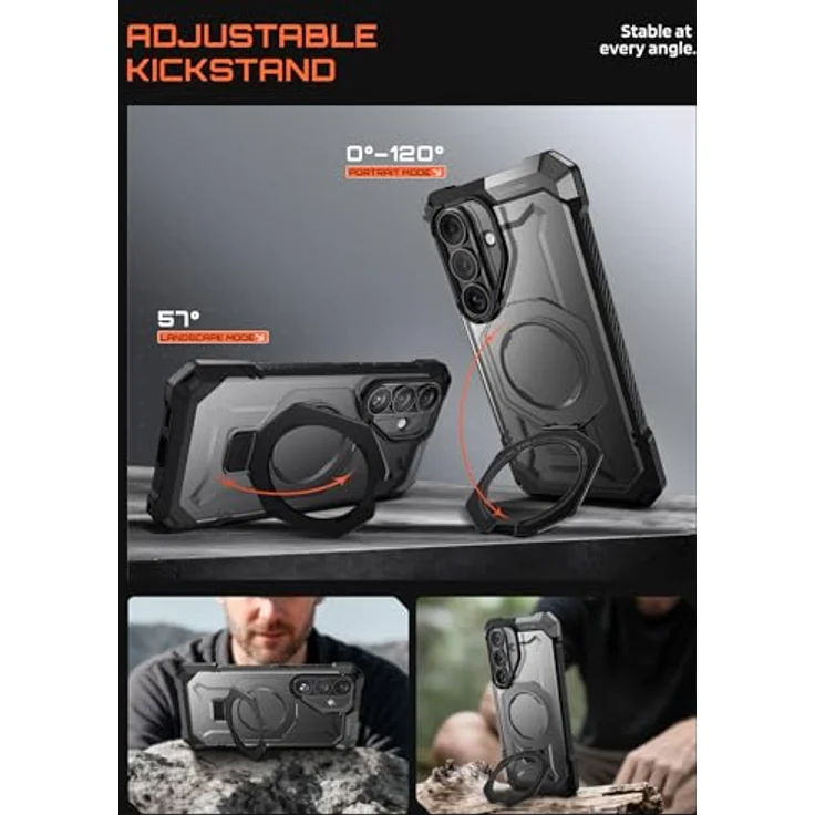 SUPCASE Unicorn Beetle Grip Hülle für Samsung Galaxy S26 6,3'' mit Ringhalter, kabellos ladbar, schwarz, stoßfest und rutschfest – Bild 4