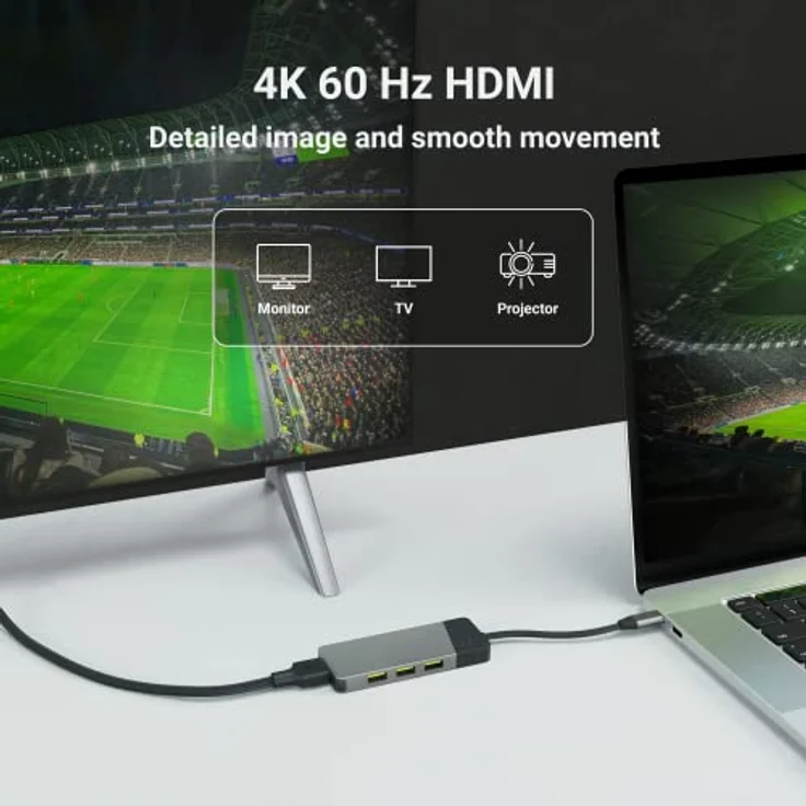 Adapter, Docking Station HUB USB-C PD 85W GC Connect 7in1 (3X USB-A 3.1 HDMI 4K 60Hz SD microSD) für Apple MacBook M1/M2, Lenovo ThinkPad X1, Asus ZenBook, Dell XPS, Samsung DeX-Unterstützung – Bild 4