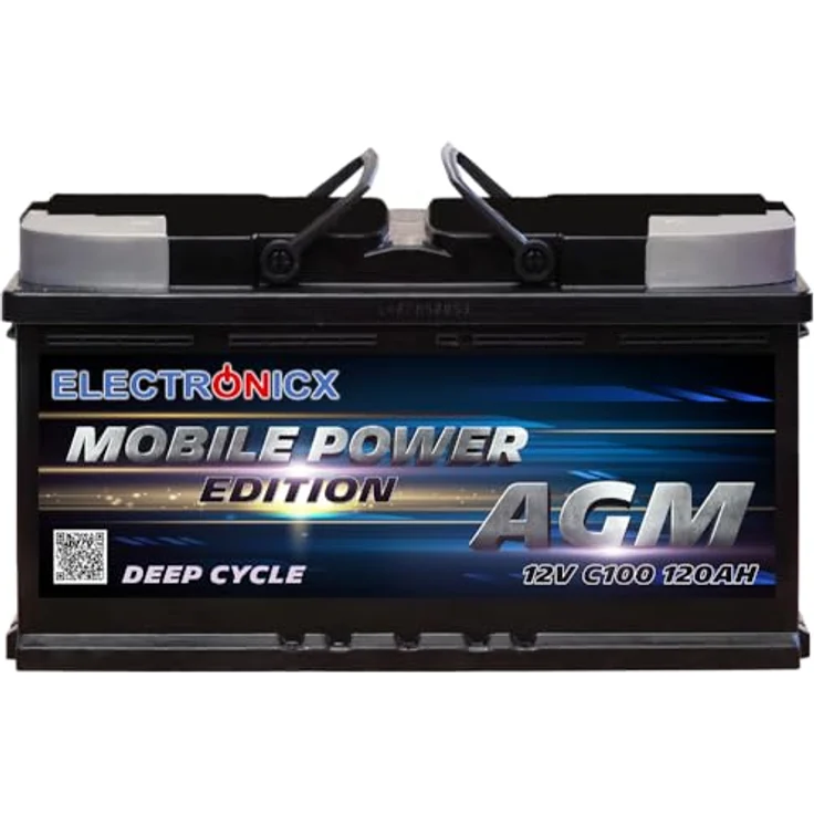 Electronicx Mobile Edition AGM Batterie 120AH, 12V Versorgungsbatterie für Wohnmobil, Boot, Solar & Freizeit, wartungsfrei, hohe Zyklenfestigkeit, temperaturbeständig bis 60°C – Bild 2