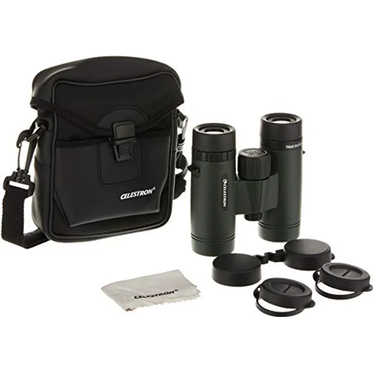 Celestron 71402 TrailSeeker 10 x 32 Fernglas – Schwarz, BaK-4-Prismen, Twist-Up-Augenmuscheln aus Metall