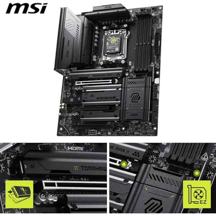 MSI MAG B850 TOMAHAWK MAX WIFI II, Mainboard für AMD AM5 mit DDR5, Wi-Fi 7 und 256 GB RAM-Unterstützung, schwarz – Bild 3