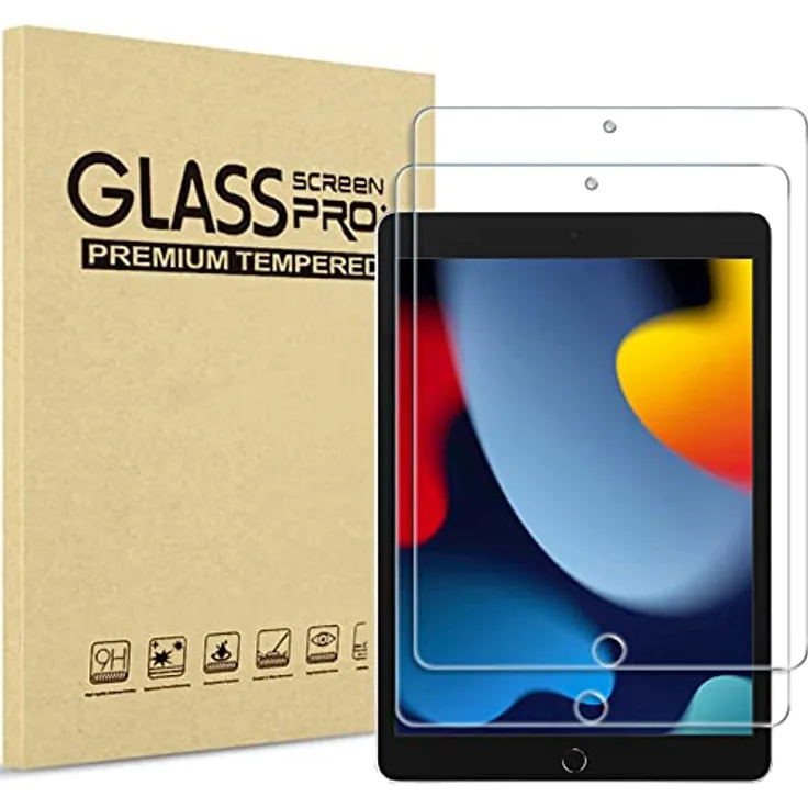 ProCase Schutzfolie 2 Stück für iPad 10,2 Zoll 9. / 8. / 7. Generation, 9H gehärtetes Glas, klar, blasenfreie Installation, kratz- und stoßfest