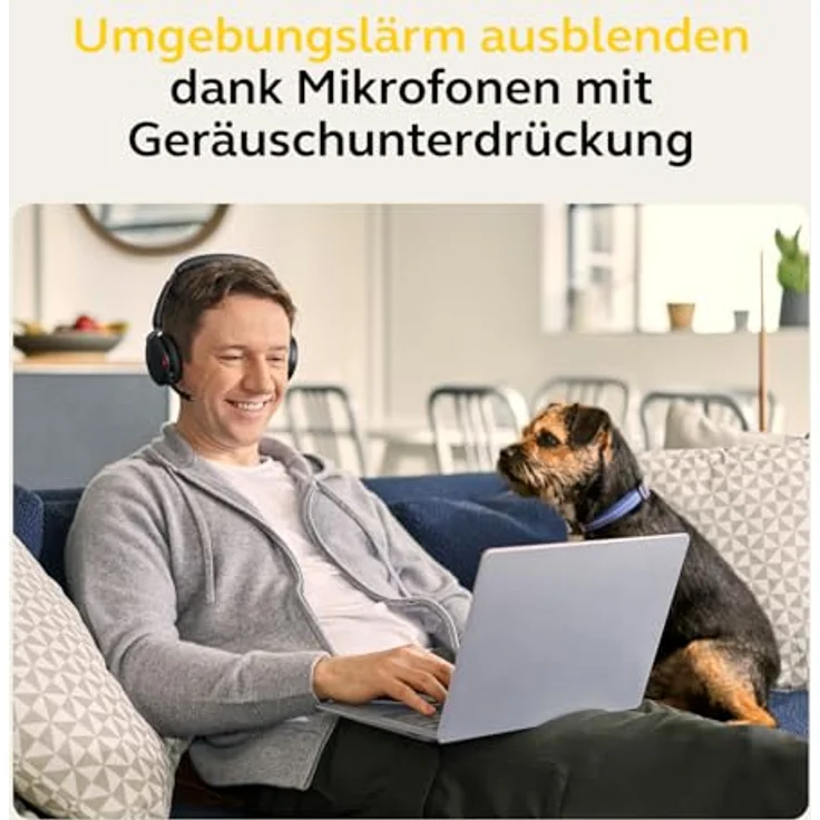 Jabra Evolve2 65 Flex - Stereo-Bluetooth-Headset mit Wireless-Charging-Pad, geräuschunterdrückender Jabra ClearVoice Technologie und hybrider ANC - für MS Teams zertifiziert - Schwarz – Bild 3