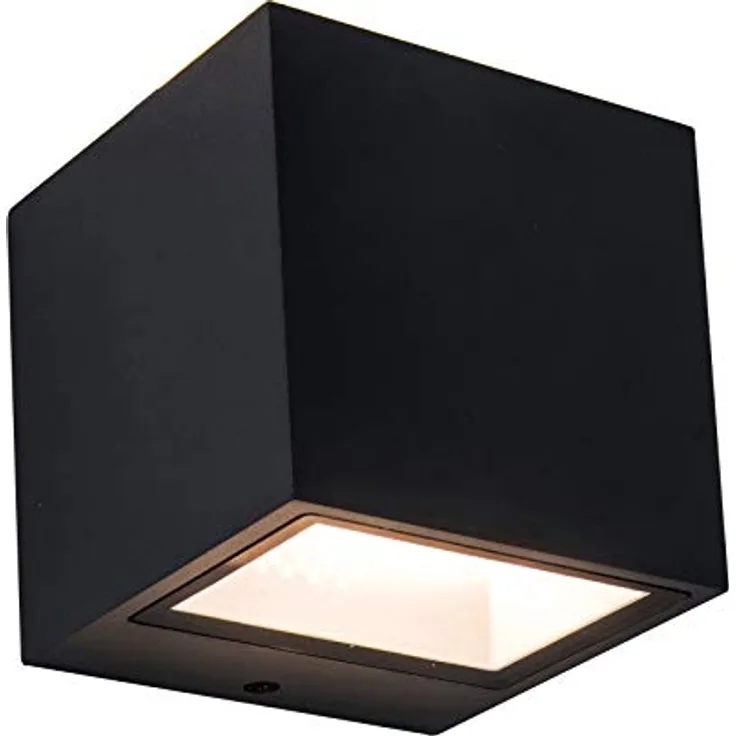 LED Außenwandleuchte GEMINI, moderne mini Wandlampe aus Aluminium in Mattschwarz, Außenlampe, 850 Lumen, warmweißes Licht 3000K, eckige Wandleuchte mit Up- & Down-Effekt…
