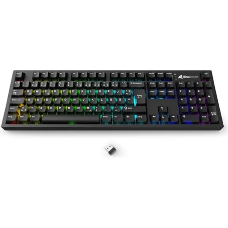 Sharkoon OfficePal KB70W Silent, kabellose mechanische Tastatur mit PBT-Tastenkappen, RGB-Beleuchtung und leiser Dämpfung – Bild 4